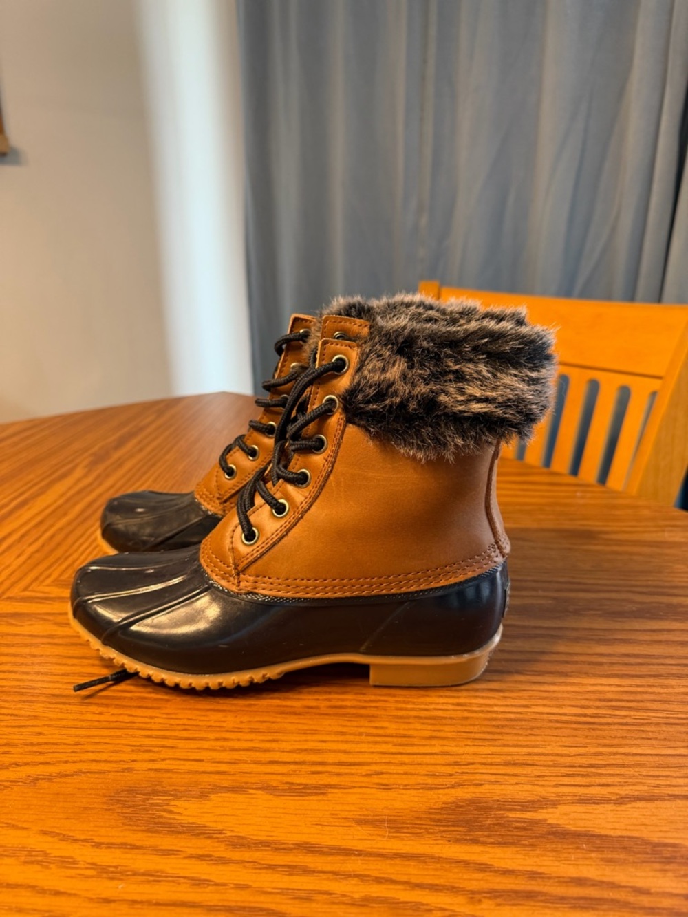 Women’s Bass Brown and Black Faux-Fur Winter Duck Boots